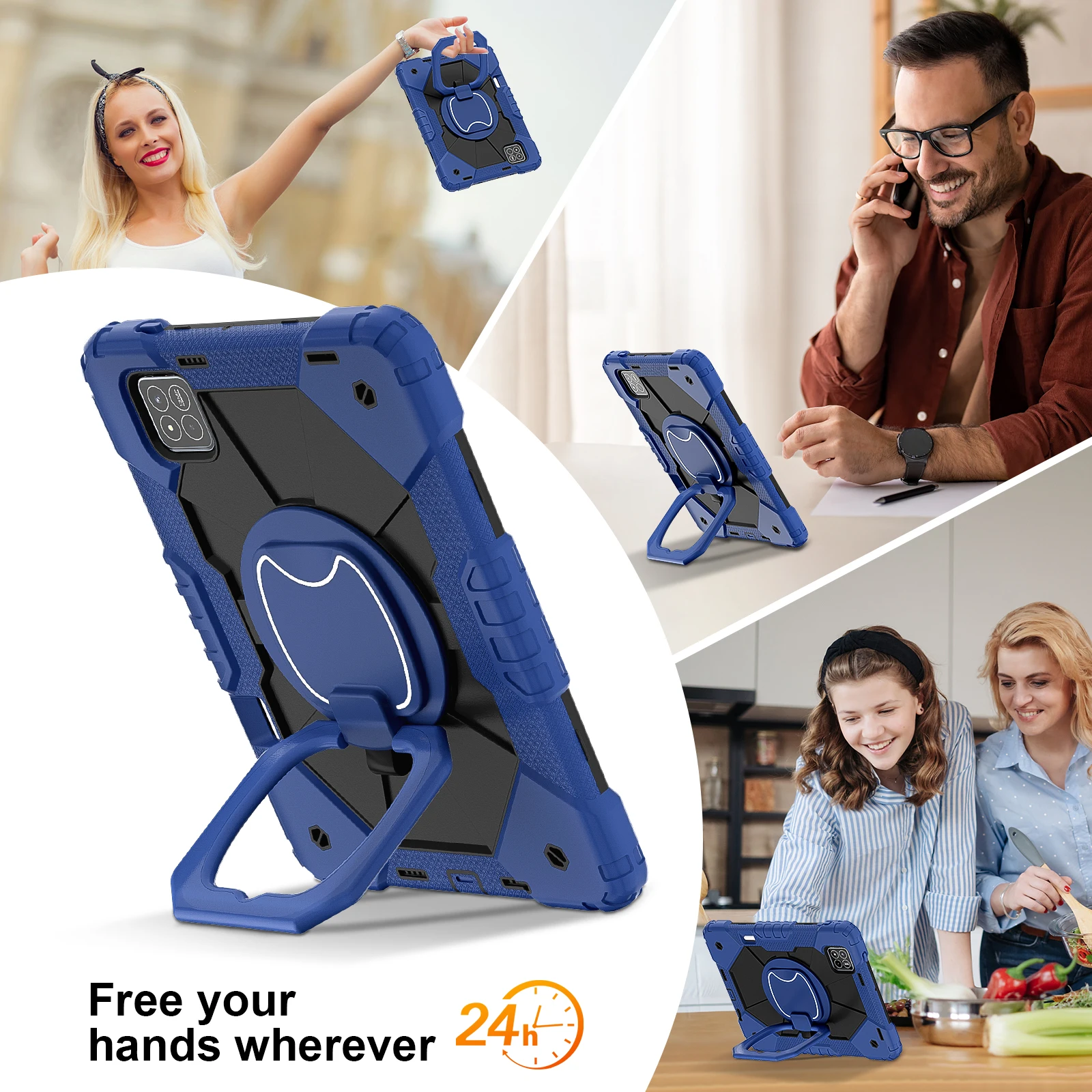 360° Rotatable Tablet Stand Case with Handle and Hard Cover