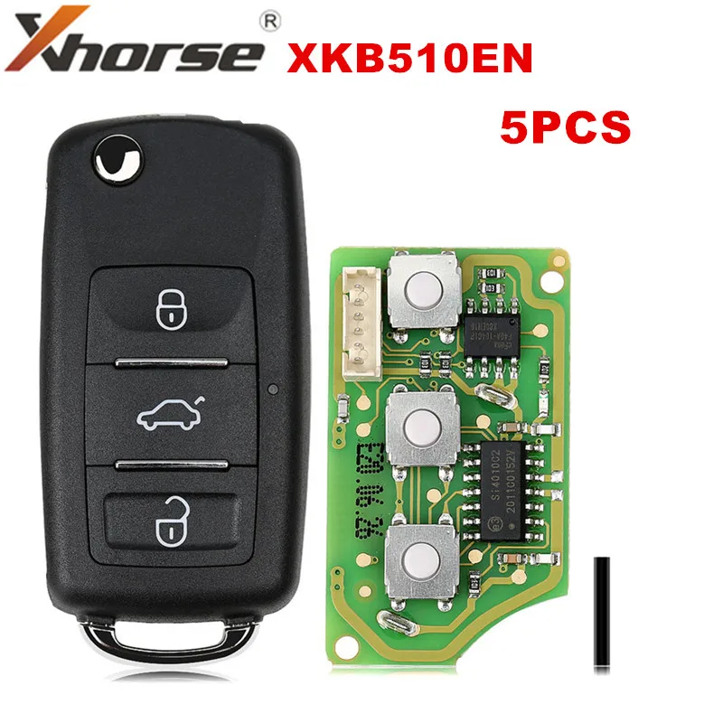 

5PCS Xhorse XKB510EN Universal Remote Key B5 Type 3 Buttons for VVDI VVDI2 Key Tool(English Version)