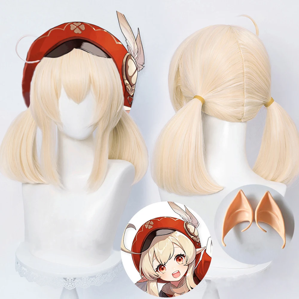 Genshin Impact Cosplay Wigs + Wig Cap Venti Keqing Barbara Fischl Kaeya Lumine Aether Amber