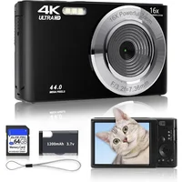 4K Digital Cameras for Photography 16X Digital Zoom Children Student Compact Camera 44MP Autofocus YouTube Vlogging Video Camera
