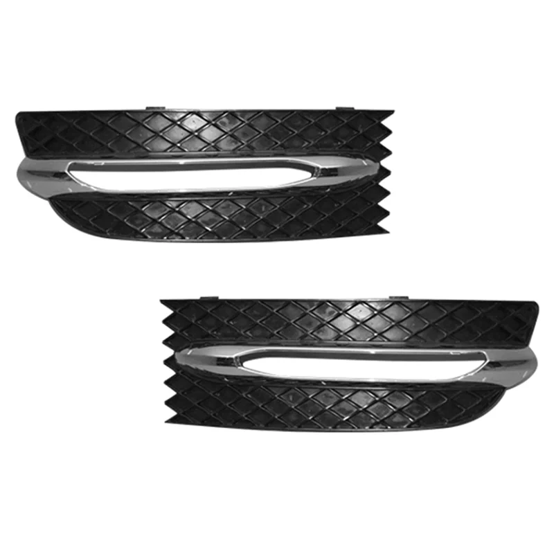 

1Pair Car Front Bumper Fog Light Grille Cover with Chrome Frame for Mercedes-Benz SLK Cl R172 W172 2012-2016