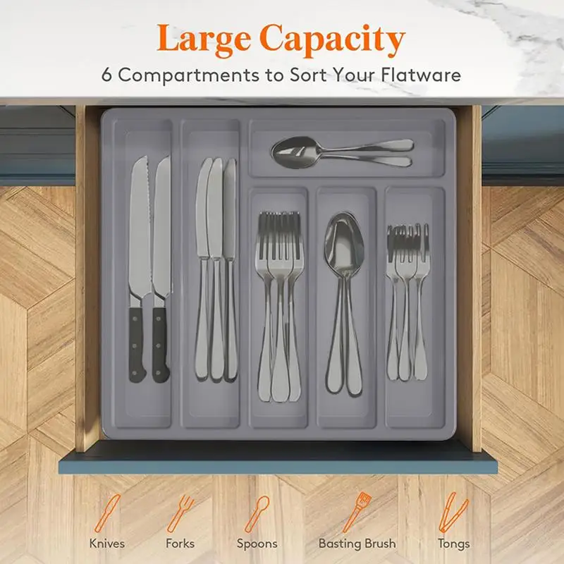 Kitchen Cutlery Storage Box Knife Holder Plastic Tray Fork Spoon Divider Drawer Box Tableware Organizer Kitchen Drawer Organizer 2