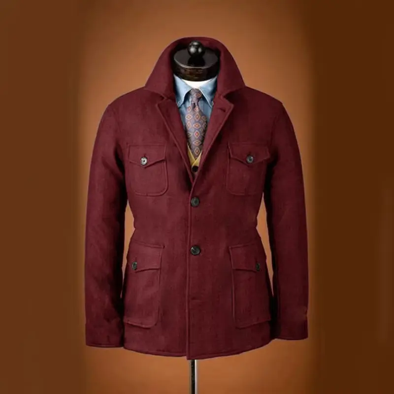Men's Tweed Jacket Tuxedo Woolen Suit High Quality Costumes Wool Single Breasted Casual Slim Fit Male Blazers Autumn Winter - Image 5