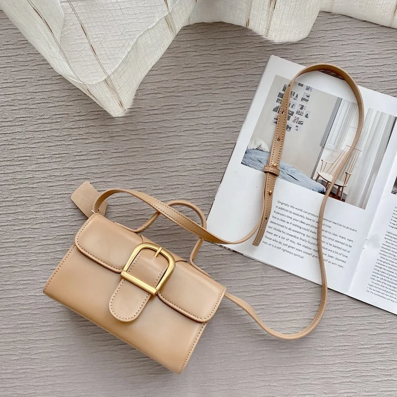 

Genuine Leather Brown Buckle Saddle Bag 2023 New Vintage Designer Artistic Hasp Real Leather Fashion Cross Body Bag for Women's