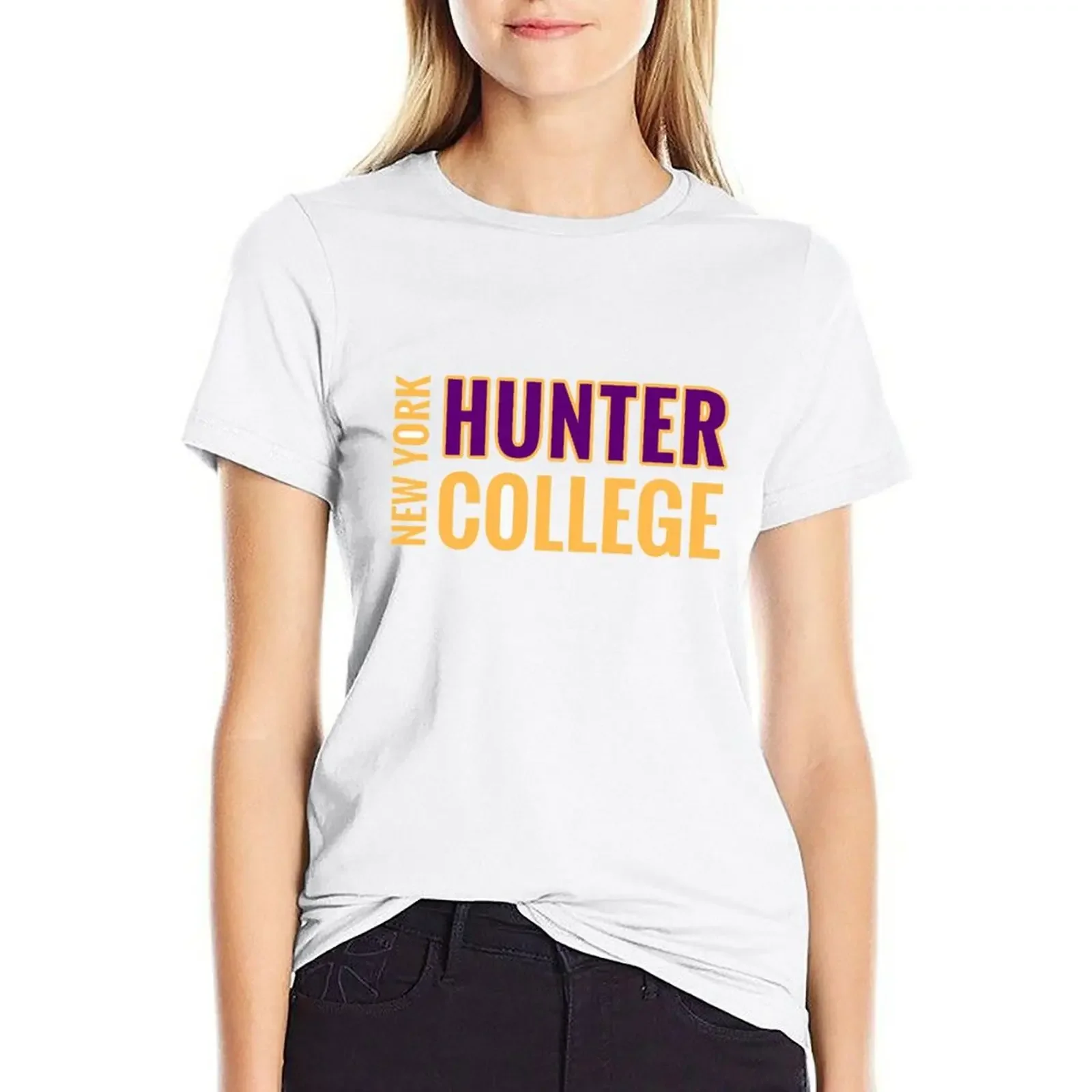 

Hunter College T-shirt summer top aesthetic clothes Blouse black t-shirts for Women