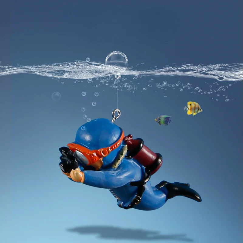 Cute Luminous Green Mini Diver Simulated Floating Frogman Kawaii Miniature Figures Fish Tank Aquarium Decoration Ornaments fish tank ornaments mini landscape ornaments fish tank decorations aquarium ornaments