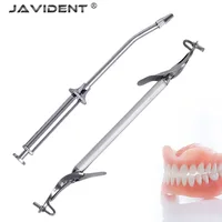 Seringues porte-amalgames dentaires à pointe courbée, double acier inoxydable, pour remplissage de cavités, dentisterie restauratrice, laboratoire 5