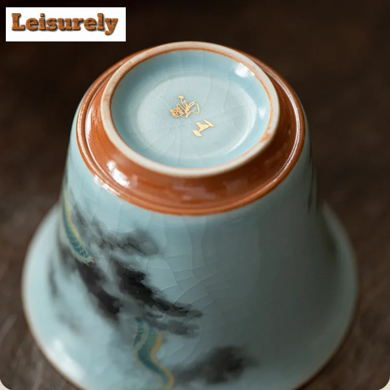 Ru Kiln Auspicious Dragon Gaiwan Traditional Tea Tureen Tea Bowl With Lid Kit Tea Maker Cover Bowl Chinese Tea Set Collection