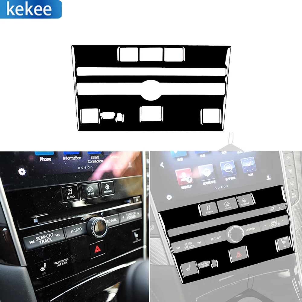 

For Infiniti Q50 2014-2020 Piano Black CD Center Console Panel Cover Decorative Car Interior Decoration Accessories Sticker