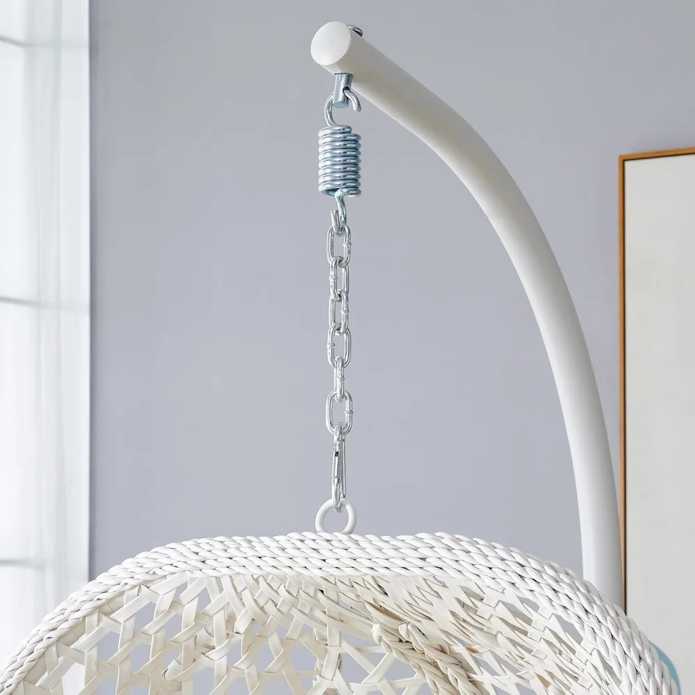 Oversized Rattan Hanging Egg Chair with Stand, Thick Cushion and Frame Outdoor Rocker, for Indoor Outdoor. Comfy Egg Swing Chair 5