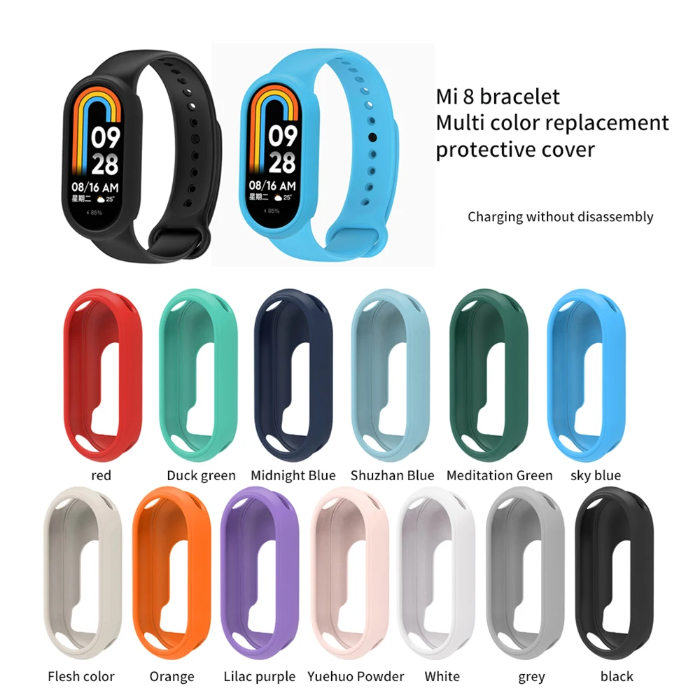 

Silicone Protective Cover For Xiaomi Mi Band 8 Smart Watch Charging-free Disassembly Comfortable Replacement Watch Cover