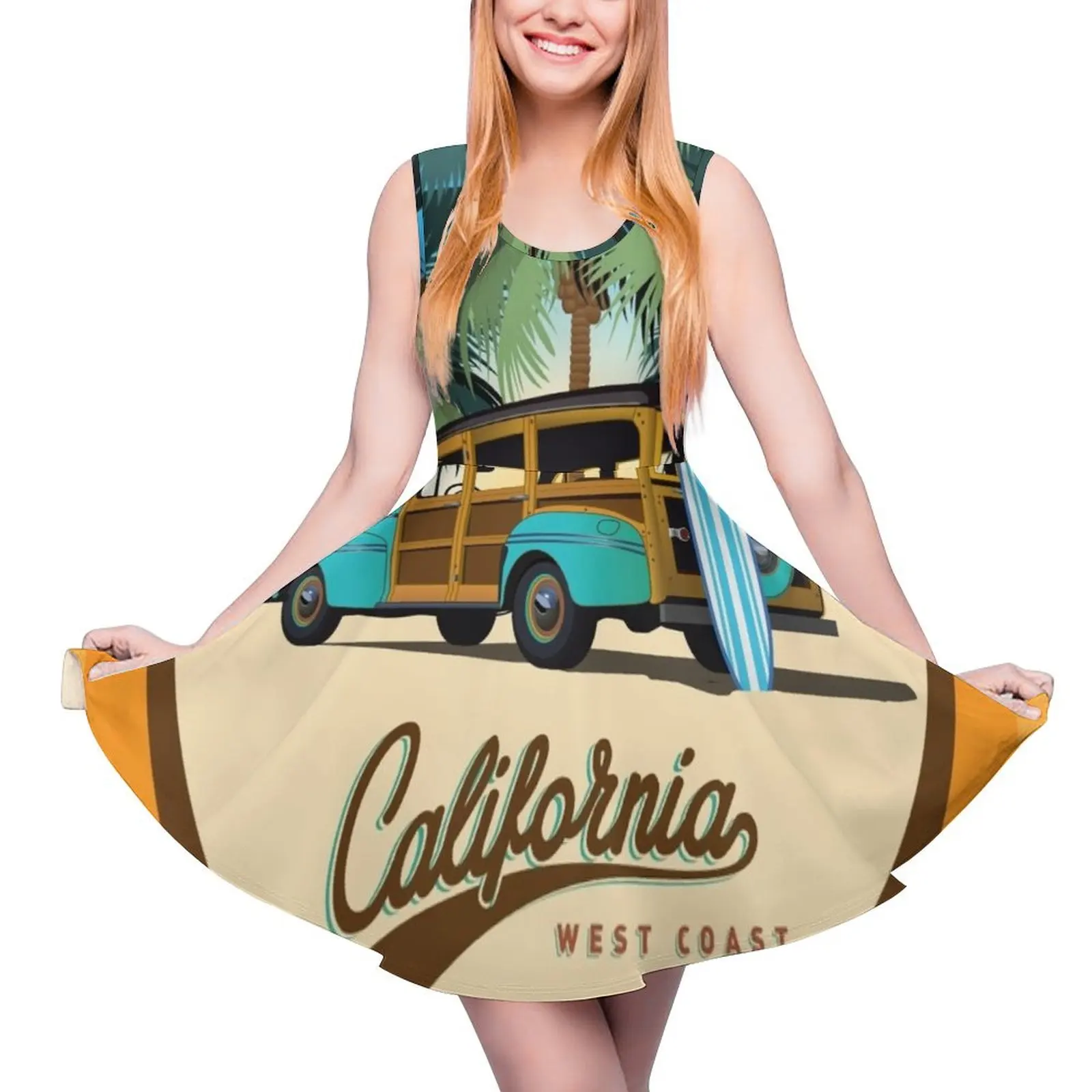 

Женское летнее платье Вуди Woodie, без рукавов, из Калифорнии, лето 2024