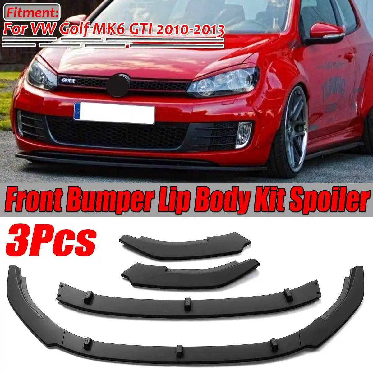 3xCarFrontBumperSpoilerDiffuserLipGuardForVWForVolkswagen