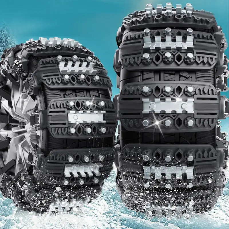 Tire Chains Reusable Anti Slip Snow Chains Winter Snow Tire For Winter Driving On Ice Mud And Mountain Roads Set Of