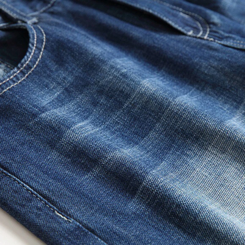 Ripped Denim Knee Length Men's Jeans Straight Shorts Mens Fashion Summer Denim Short Pants Bermuda Cotton Casual Jeans Plus Size