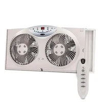 8.5" Twin Window Fan Reversible Airflow 3 Speeds Remote Control Thermo Fit Double Hung Vertical Slider Casement Windows Easy LED 1