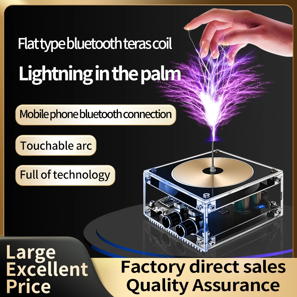 

BT Music Tesla Coil AC110-240V 120W Tesla Coil 10CM Touchable Lightning High Frequency Voltage Pulse Electric Arc Generator