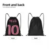 Custom Pink Messis 10 Soccer Drawstring Bag Men Women Lightweight Football Sports Gym Storage Backpack 2