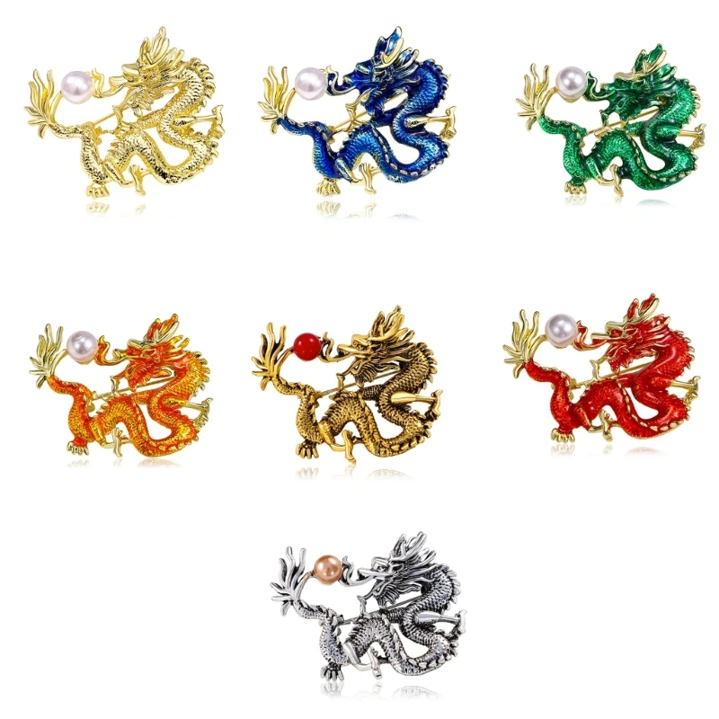 

Dragon Brooch Pin Unique Clothing Jewelry Accessories Metal Enamel Eye Catching Corsage Pin for Fashionable Individuals DropShip