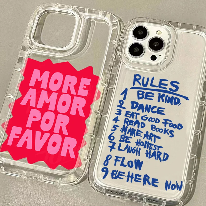 Graffiti More Amor Por Favor Shockproof Clear Silicone Phone Case