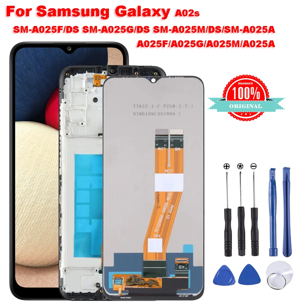 

Original For Samsung Galaxy A02S A025F SM-A025F A025G 6.5" With Frame LCD Display Touch Screen Digitizer Glass Assembly Repair