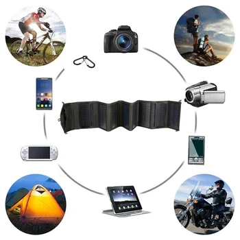 NEW 120W Folding Solar Panels Cell 5V USB Portable Solar Smartphone Battery Charger for Outdoor Tourism Camping Hiking Power 5