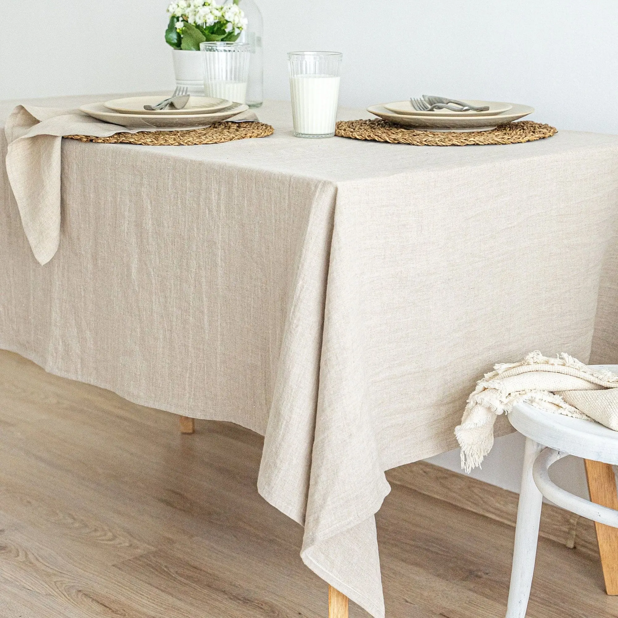 100% Pure Linen Tablecloth Natural Fabric for Kitchen Dining Room Party Holiday Tabletop Decoration Solid Color Table Cover 3