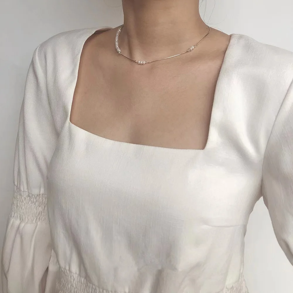 New natural freshwater pearl necklace baroque pearl jewelry women's Party Wedding not show steel accessories