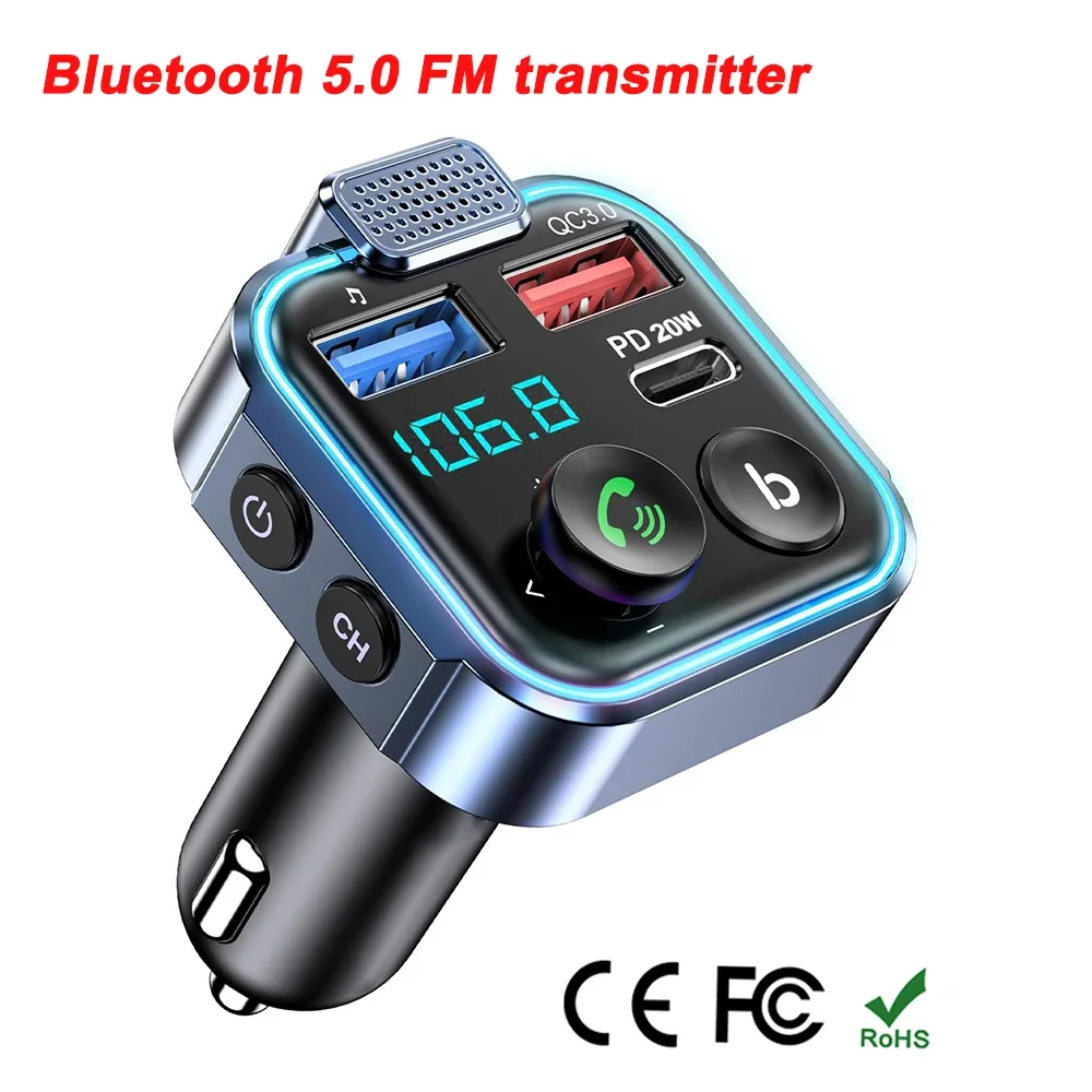 Bluetooth 5.0 FM Transmitter Car Kit
