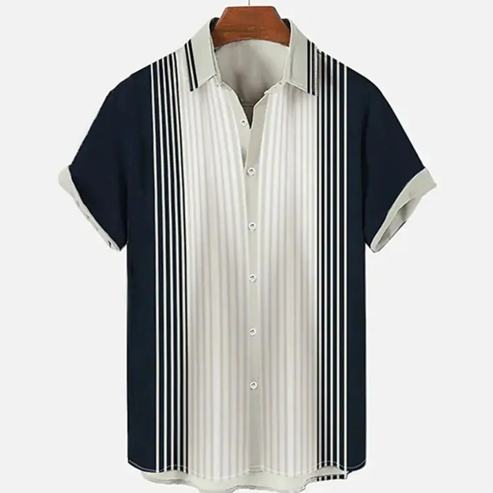 Simple Stripe Men's Hawaiian Shirt Casual Short Sleeve Shirt Men European  Size 2023 Men's Shirt Fashion Caual Breathable Tops - AliExpress