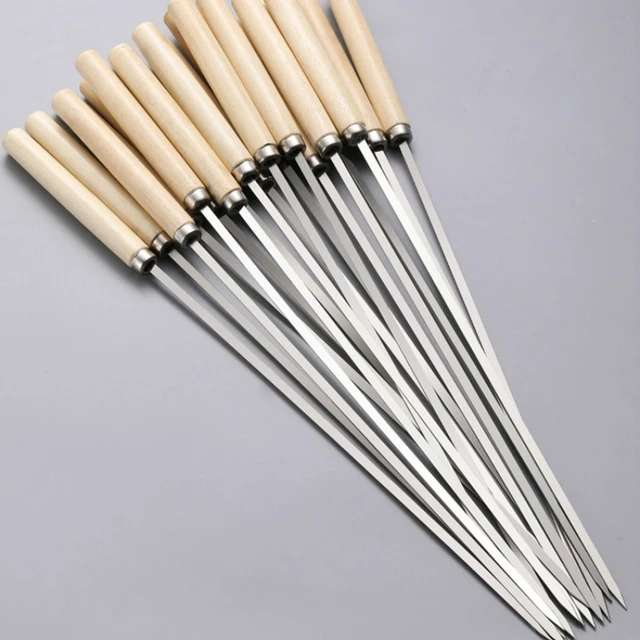 Piques à brochette en métal avec manche en bois - longueur 40cm - Set de 6  pièces