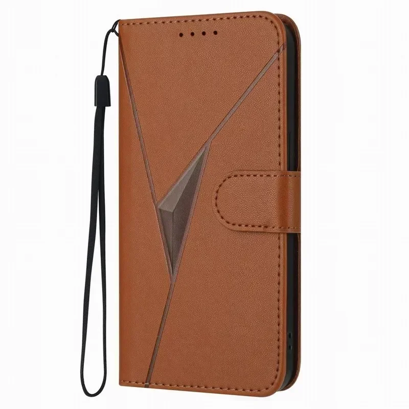 3D Triangle Wallet Phone Cover with Card Slots and Stand Feature #NIB