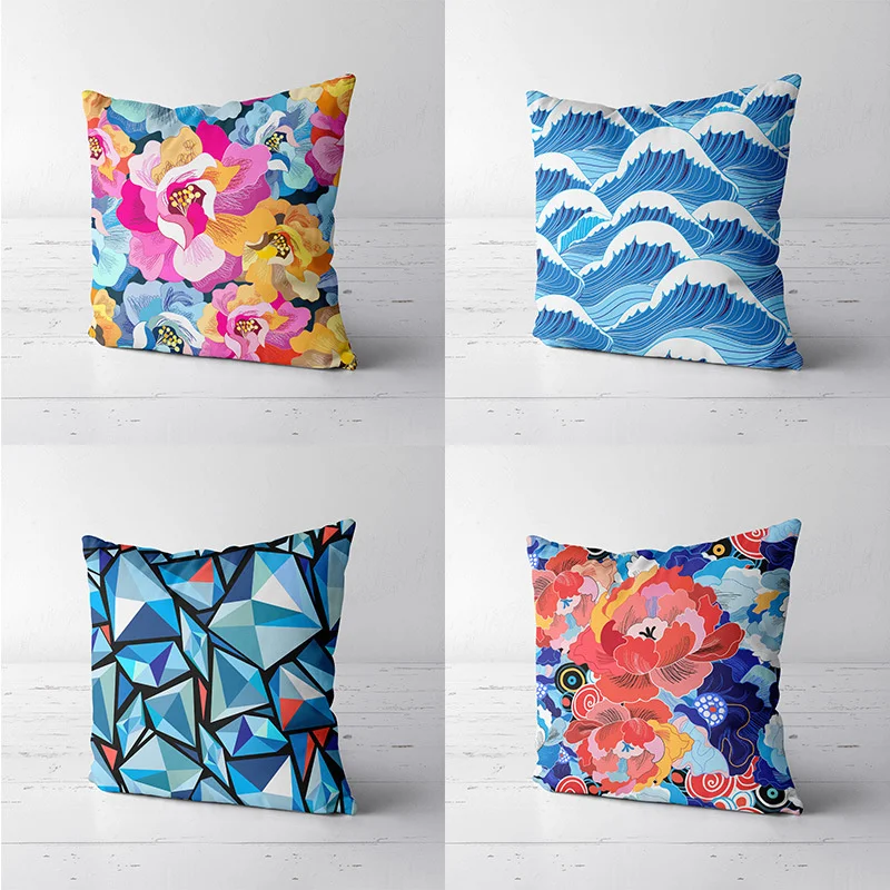 

Customizable Boho Style Personalized Home Decor Sofa Fashion Pillowcase Colorful Ocean Pattern Short Plush
