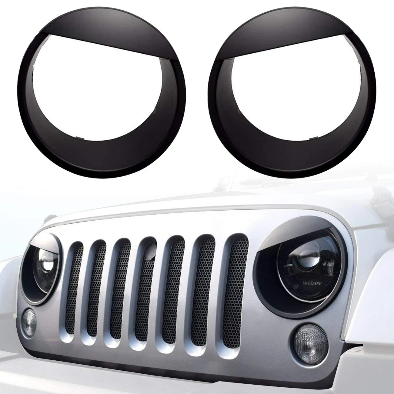 2x Front Headlight Lamp Angry Eyes Cover Trim Fit for Jeep