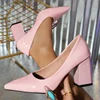 Large Size Fashionable Women's High Heels Pointed Toe Low Cut Single Shoes Plastic Upgraded PU Footbed Comfortable Home Wear