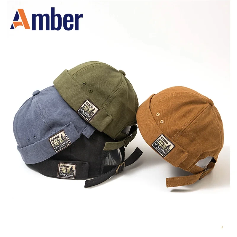 

Retro Brimless Docker Cap Without Visor Beanie Hip hop Skullcap Solid color Hat Summer Autumn Spring Adjustable Fashion Bonnet