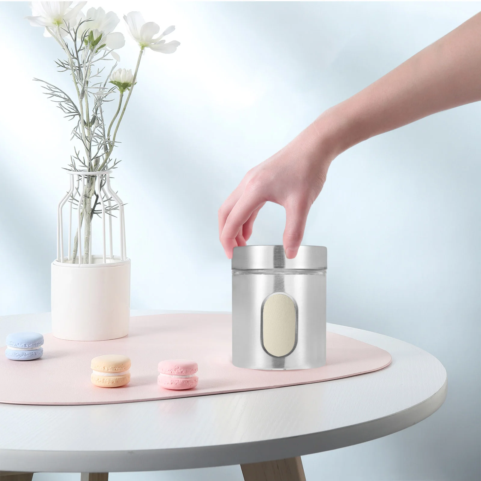 

Cookie Jar Stainless Steel Storage Tank Rust-proof Sealed Container Dry Goods Visual Collection