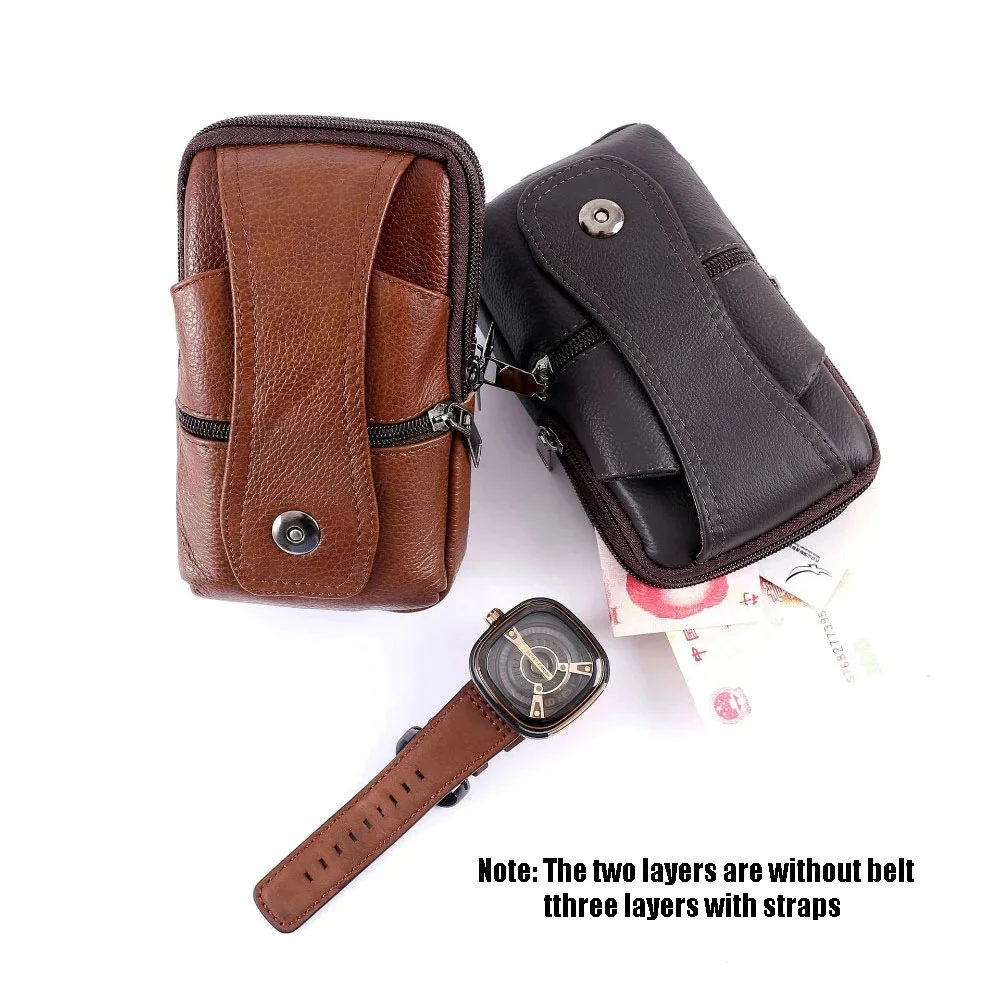 バッグ leather waist pouch brown Crazy Horse Leather Waist Bag For Men Male Genuine Leather