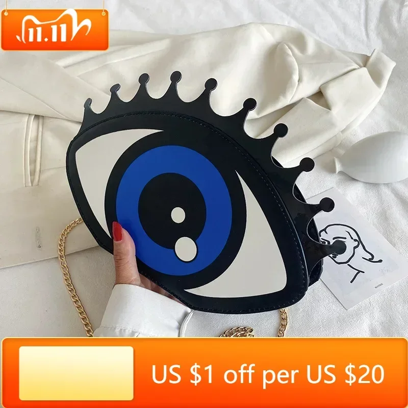 

Women Small Shoulder Bag Eye Shape Fashion PU Leather Chain Bags Mini Shoulder Bag Ladies Crossbody Messenger Bag purse