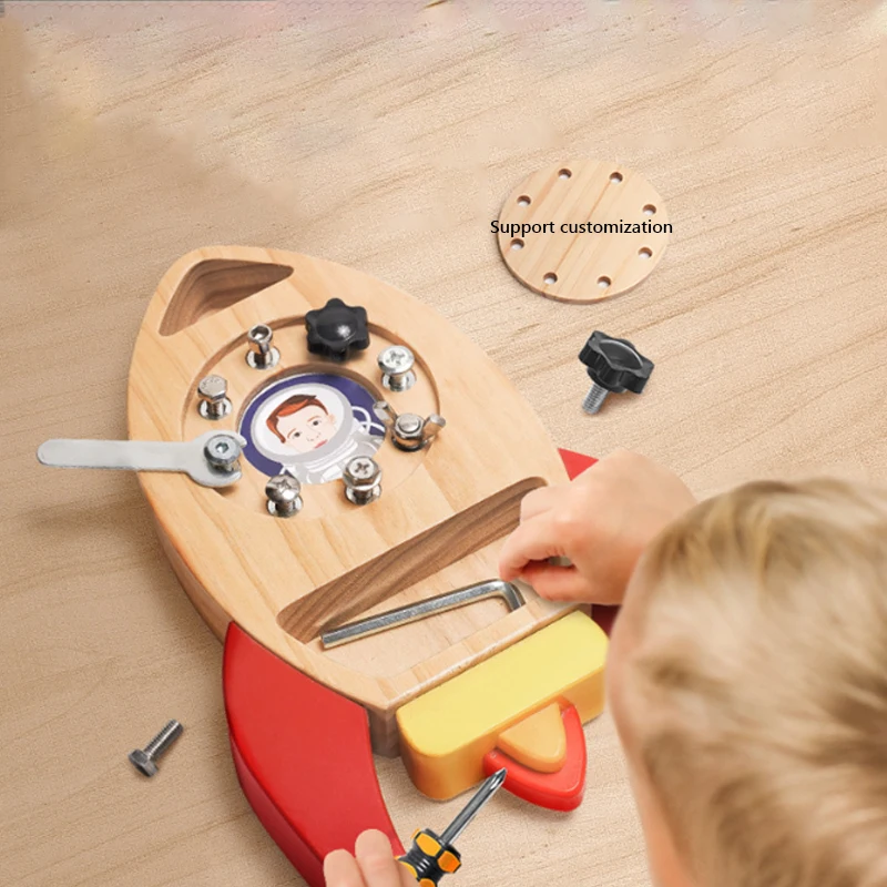 

XIHATOY Preschool Puzzle Montessori Daily Life Teaching Aids Busy Rocket Children Screw Workbench Tools Early Education Toys