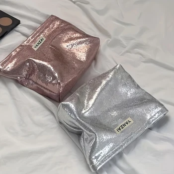 YANZAI Pouch Clutch Organizer Bag - Travel Cosmetic Makeup Toiletry Jewelry Cute Sequin Purse (Glitter Cosmetic Zip Bag) 1