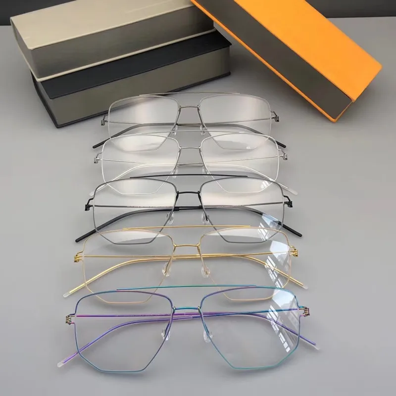 Dänemark Pilot Square Männer Brille Rahmen EDWIN Doppel Strahl Ultraleicht Titan Brillen Frauen Schraubenlose Business Retro Brillen – Detail 15