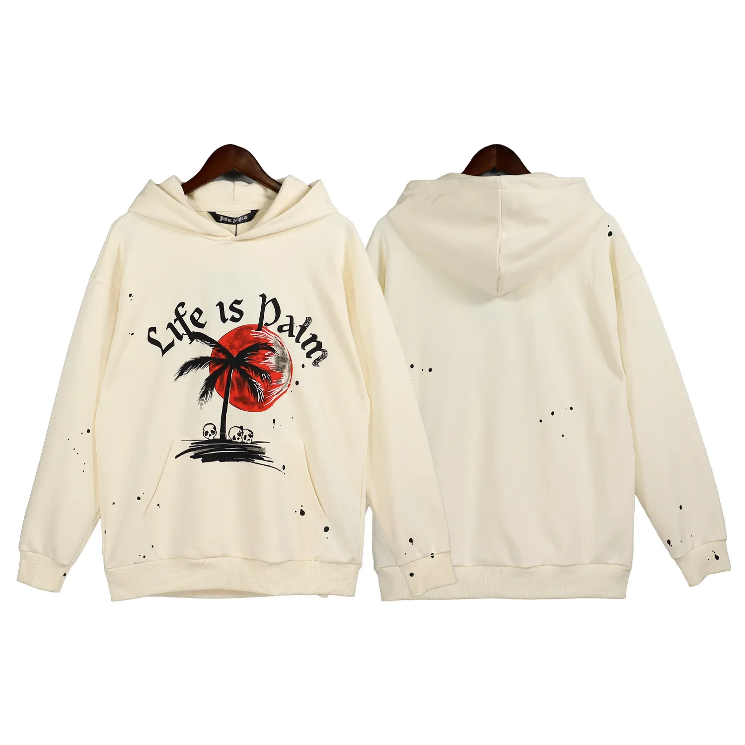

Palm angels new 2024 fall and winter sunset palm print spray paint long sleeve hooded sweatshirt for men and women