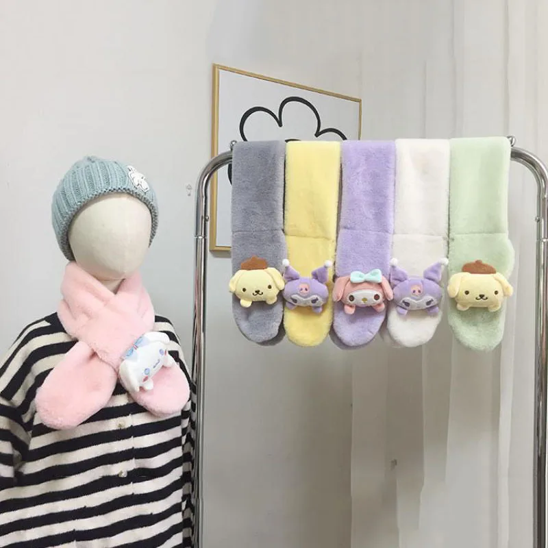 

Kawaii Sanrio Scarf Cinnamoroll Necessary for Autumn and Winter Thickened, Soft and Comfortable Cartoon Children's Plush Scarf