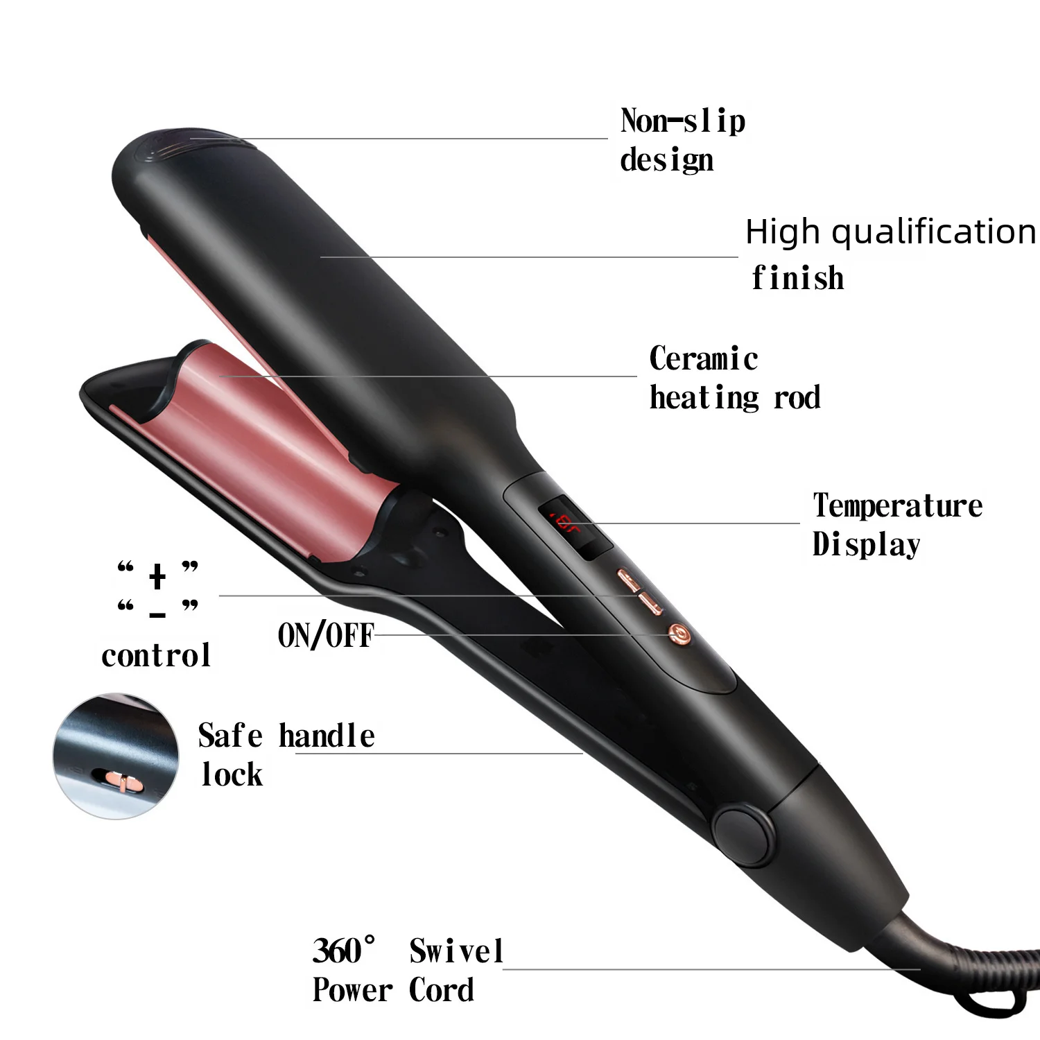 2-in-1 Straight Hair Brush Curling Iron Combted Hair Clippers Floating Board LCD Digital Brushes Electric Brushes
