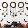 Witch Wind Chime Wiccan Wind Chime Handmade Brass Bell Witchcraft Door Hanger with Wishing Bottle Rattan Wreath Home for Wicca 3