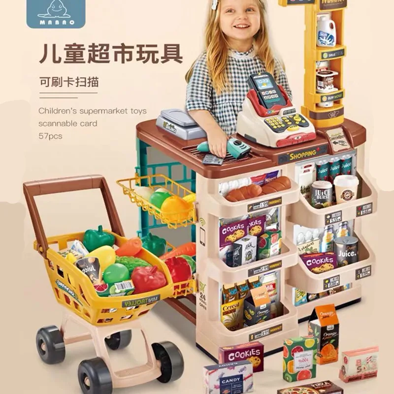Children's Puzzle Girl Simulation Supermarket Cash Register Electric Multifunctional Parent-Child festival birthday Kid gift Toy 2