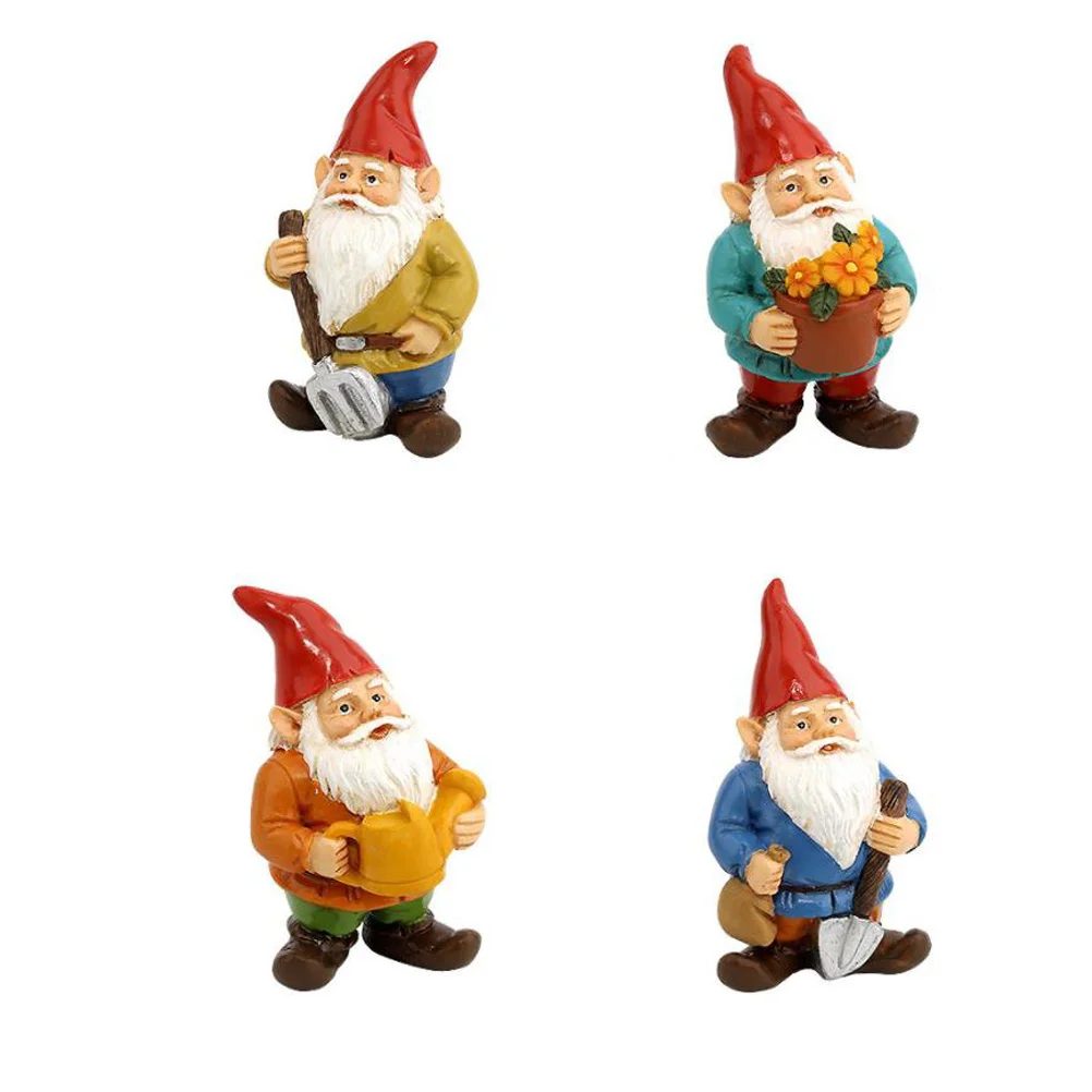 

4 Pcs Elf Dwarf Decor Gnome Statue Ornament Cartoon Yard Scene Adornment Garden Resin Home