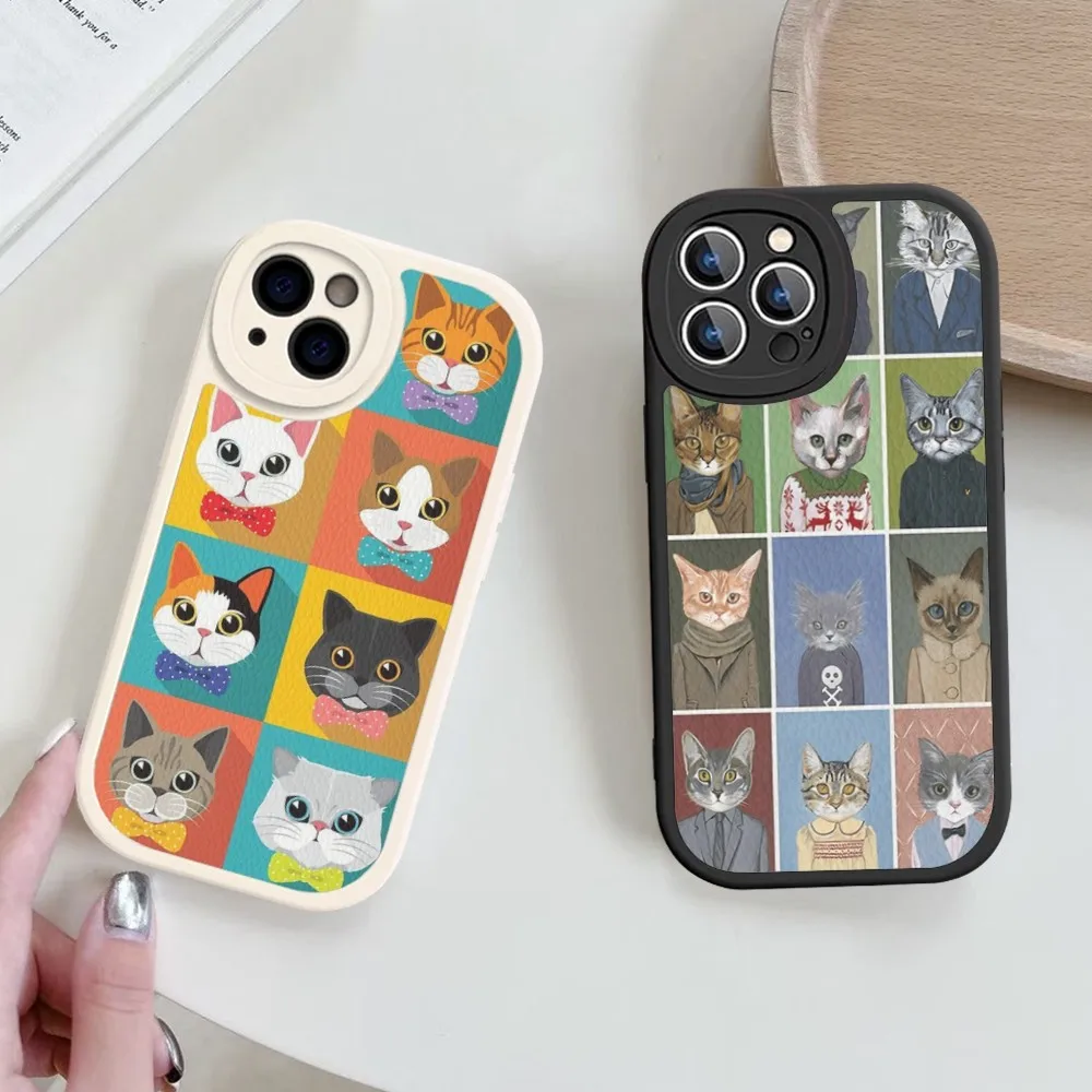 

Cartoon Cats Phone Case Hard Leather For iPhone 14 13 12 Mini 11 14 Pro Max Xs X Xr 7 8 Plus Fundas