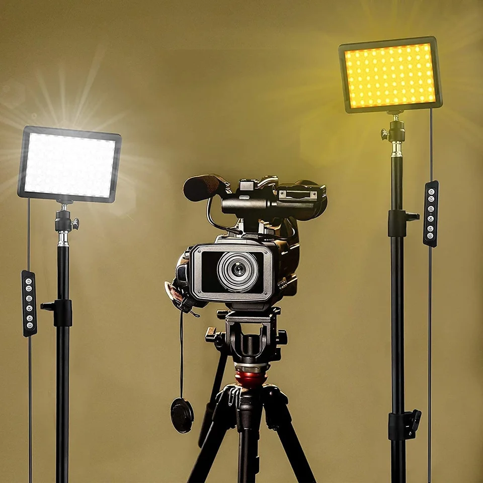 Led Video Light Camera Photography Lighting Kit With Tripod Stand 4 Color RGB Filters For Filming Streaming Studio Shooting